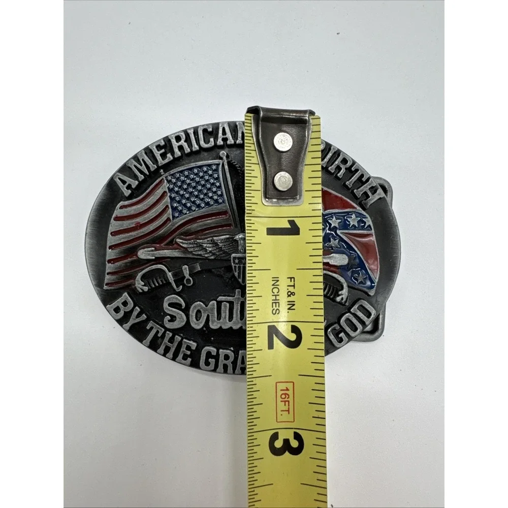 Southern American Grace Of God Vintage Belt Buckle Metal Eagle Flags‎